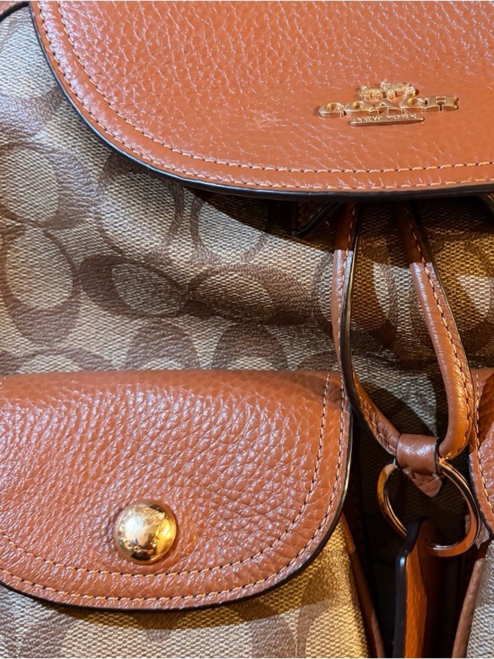 Coach Outlet Signature Canvas Drawstring Backpack in Brown/Tan, Gently Used. - Picture 7 of 7